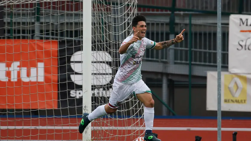 Alex Cossalter dopo il gol partita segnato alla Manzanese