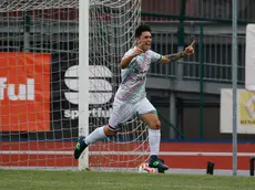 Alex Cossalter dopo il gol partita segnato alla Manzanese