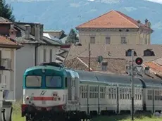 Belluno, 27 agosto 2006. Treno regionale in sosta a Belluno. Il convoglio è composto dal locomotore D445 1085 e da cinque carrozze per medie distanze a vestiboli centrali (MDVC).