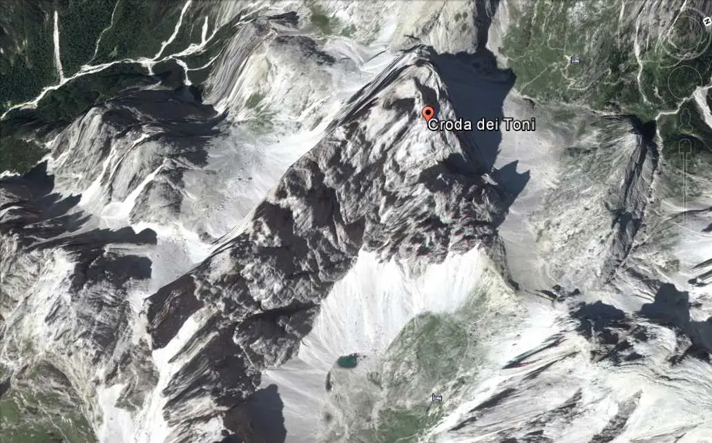 La Crode dei Toni su Google Earth