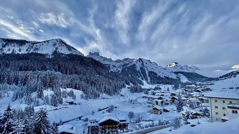 Una veduta invernale di Arabba