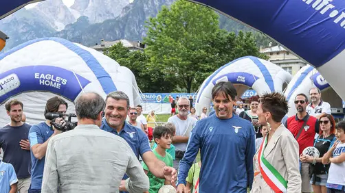 Peruzzi, Zandegiacomo, Pais Becher, Inzaghi - Allenamento della Lazio ed Inaugurazione del Village - Stadio Zandegiacomo - Auronzo di Cadore